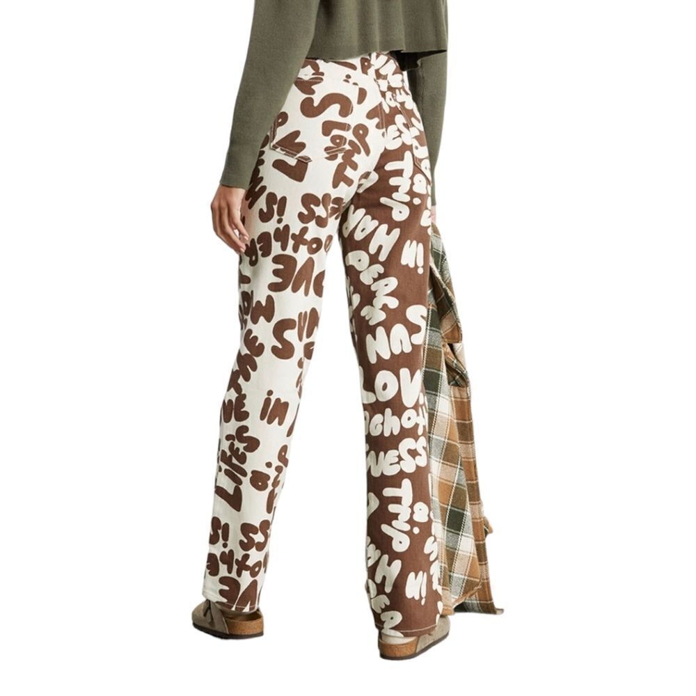 PacSun Women’s Dad Jeans High Rise Straight Two Tone Peace Print Skater 28 - Picture 4 of 15